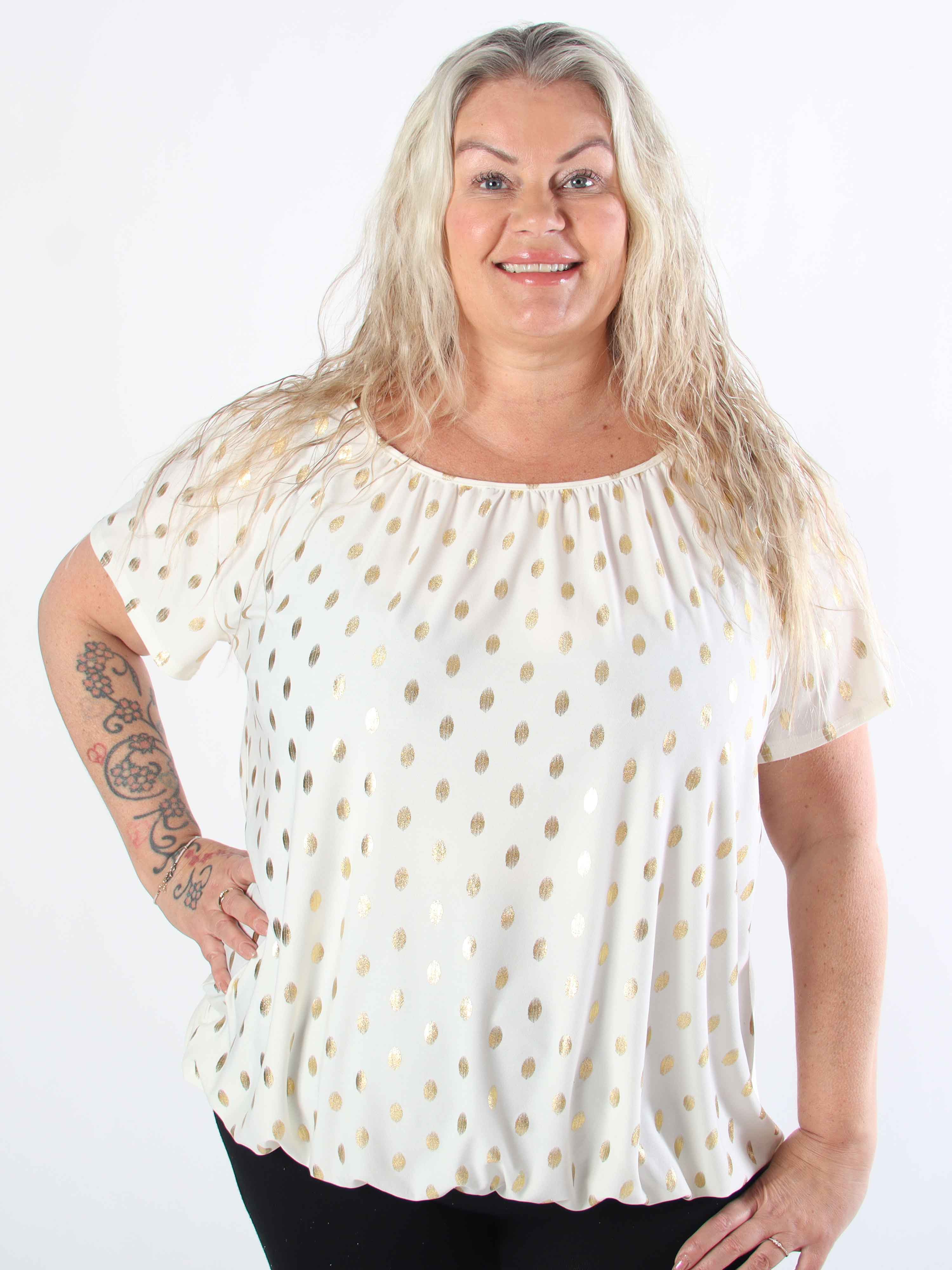 Miracle Dot T-shirt - Elastisk plus size blus med guldprickar på